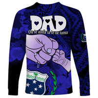 Fathers Day Polynesian Islands Samoa Long Sleeve Shirt Dad Ou Te Alofa Ia Te Oe Tama - Blue Polynesian Flowers Tribal - Wonder Print Shop