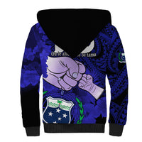 Fathers Day Polynesian Islands Samoa Sherpa Hoodie Dad Ou Te Alofa Ia Te Oe Tama - Blue Polynesian Flowers Tribal - Wonder Print Shop