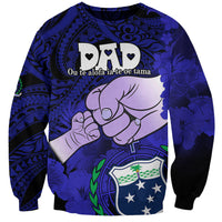 Dads Day Samoa Sweatshirt Dad Ou Te Alofa Ia Te Oe Tama - Blue Polynesian Flowers Tribal - Wonder Print Shop