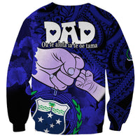 Dads Day Samoa Sweatshirt Dad Ou Te Alofa Ia Te Oe Tama - Blue Polynesian Flowers Tribal - Wonder Print Shop