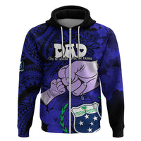 Personalised Fathers Day Polynesian Islands Samoa Hoodie Dad Ou Te Alofa Ia Te Oe Tama - Blue Polynesian Flowers Tribal - Wonder Print Shop