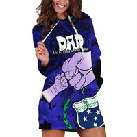 Personalised Dads Day Samoa Hoodie Dress Dad Ou Te Alofa Ia Te Oe Tama - Blue Polynesian Flowers Tribal - Wonder Print Shop