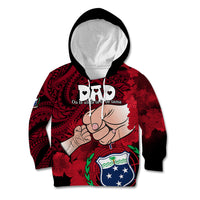 Dads Day Samoa Kid Hoodie Dad Ou Te Alofa Ia Te Oe Tama - Red Polynesian Flowers Tribal - Wonder Print Shop