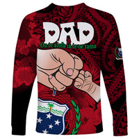 Fathers Day Polynesian Islands Samoa Long Sleeve Shirt Dad Ou Te Alofa Ia Te Oe Tama - Red Polynesian Flowers Tribal - Wonder Print Shop
