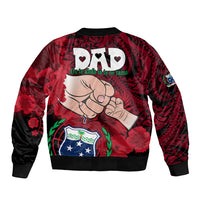 Fathers Day Polynesian Islands Samoa Sleeve Zip Bomber Jacket Dad Ou Te Alofa Ia Te Oe Tama - Red Polynesian Flowers Tribal - Wonder Print Shop