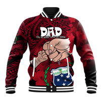 Personalised Fathers Day Polynesian Islands Samoa Baseball Jacket Dad Ou Te Alofa Ia Te Oe Tama - Red Polynesian Flowers Tribal LT9 - Wonder Print Shop
