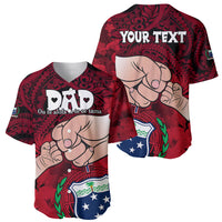Personalised Dads Day Samoa Baseball Jersey Dad Ou Te Alofa Ia Te Oe Tama - Red Polynesian Flowers Tribal LT9 - Wonder Print Shop