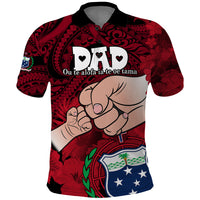 Personalised Fathers Day Polynesian Islands Samoa Polo Shirt Dad Ou Te Alofa Ia Te Oe Tama - Red Polynesian Flowers Tribal - Wonder Print Shop