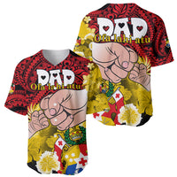 Fathers Day Polynesian Islands Tonga Baseball Jersey Dad Ofa lahi atu - Polynesian Flowers Tribal LT9 - Wonder Print Shop
