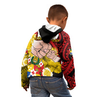Fathers Day Polynesian Islands Tonga Kid Hoodie Dad Ofa lahi atu - Polynesian Flowers Tribal - Wonder Print Shop