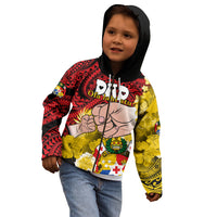 Fathers Day Polynesian Islands Tonga Kid Hoodie Dad Ofa lahi atu - Polynesian Flowers Tribal - Wonder Print Shop