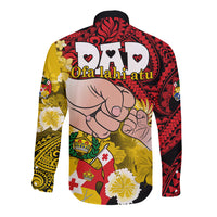 Dads Day Tonga Long Sleeve Button Shirt Dad Ofa lahi atu - Polynesian Flowers Tribal - Wonder Print Shop