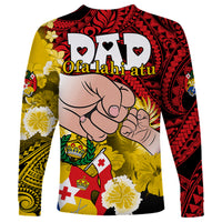Fathers Day Polynesian Islands Tonga Long Sleeve Shirt Dad Ofa lahi atu - Polynesian Flowers Tribal - Wonder Print Shop