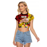 Dads Day Tonga Raglan Cropped T Shirt Dad Ofa lahi atu - Polynesian Flowers Tribal - Wonder Print Shop