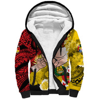 Fathers Day Polynesian Islands Tonga Sherpa Hoodie Dad Ofa lahi atu - Polynesian Flowers Tribal - Wonder Print Shop