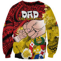Fathers Day Polynesian Islands Tonga Sweatshirt Dad Ofa lahi atu - Polynesian Flowers Tribal - Wonder Print Shop