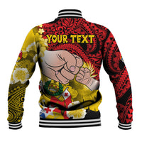 Personalised Dads Day Tonga Baseball Jacket Dad Ofa lahi atu - Polynesian Flowers Tribal LT9 - Wonder Print Shop