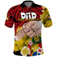 Personalised Fathers Day Polynesian Islands Tonga Polo Shirt Dad Ofa lahi atu - Polynesian Flowers Tribal - Wonder Print Shop