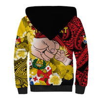 Personalised Fathers Day Polynesian Islands Tonga Sherpa Hoodie Dad Ofa lahi atu - Polynesian Flowers Tribal - Wonder Print Shop