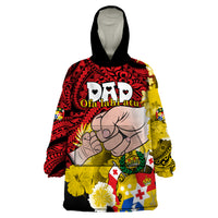 Personalised Fathers Day Polynesian Islands Tonga Wearable Blanket Hoodie Dad Ofa lahi atu - Polynesian Flowers Tribal - Wonder Print Shop