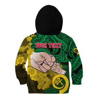 Personalised Dads Day Vanuatu Kid Hoodie Dad Mi lavem yu - Polynesian Flowers Tribal - Wonder Print Shop