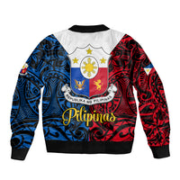 Polynesian Philippines Bomber Jacket Pilipinas Flag Style for 125th Independence Anniversary Black LT9 - Wonder Print Shop