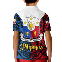 Kid polo shirt back with white collar, Philippines flag crest and "Pilipinas" text.