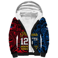Polynesian Philippines Sherpa Hoodie Pilipinas Flag Style for 125th Independence Anniversary Black - Wonder Print Shop