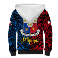 125th Independence Anniversary Philippines Sherpa Hoodie Polynesian Pilipinas Flag Style - Black - Wonder Print Shop
