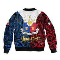 Personalised Polynesian Philippines Bomber Jacket Pilipinas Flag Style for 125th Independence Anniversary Black LT9 - Wonder Print Shop
