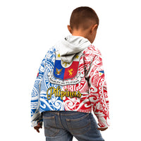 Polynesian Philippines Kid Hoodie Pilipinas Flag Style for 125th Independence Anniversary White - Wonder Print Shop