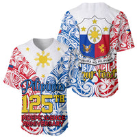Personalised Polynesian Philippines Baseball Jersey Pilipinas Flag Style for 125th Independence Anniversary White LT9 - Wonder Print Shop