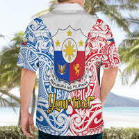 Personalised 125th Independence Anniversary Philippines Hawaiian Shirt Polynesian Pilipinas Flag Style - White - Wonder Print Shop