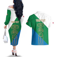 Personalized Italy Abruzzo Couples Matching Off The Shoulder Long Sleeve Dress and Hawaiian Shirt Inspiration Flags Style