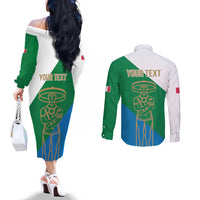 Personalized Italy Abruzzo Couples Matching Off The Shoulder Long Sleeve Dress and Long Sleeve Button Shirt Inspiration Flags Style