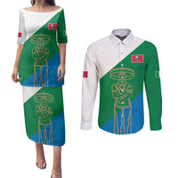 Personalized Italy Abruzzo Couples Matching Puletasi and Long Sleeve Button Shirt Inspiration Flags Style