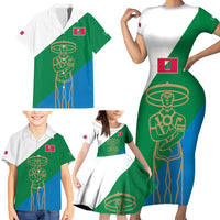 Personalized Italy Abruzzo Family Matching Short Sleeve Bodycon Dress and Hawaiian Shirt Inspiration Flags Style