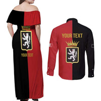 Personalized Italy Aosta Valley Couples Matching Off Shoulder Maxi Dress and Long Sleeve Button Shirt Inspiration Flags Style
