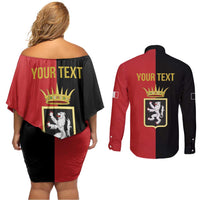 Personalized Italy Aosta Valley Couples Matching Off Shoulder Short Dress and Long Sleeve Button Shirt Inspiration Flags Style