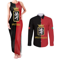 Personalized Italy Aosta Valley Couples Matching Tank Maxi Dress and Long Sleeve Button Shirt Inspiration Flags Style