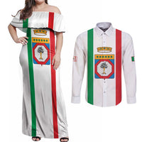 Personalized Italy Apulia Couples Matching Off Shoulder Maxi Dress and Long Sleeve Button Shirt Inspiration Flags Style