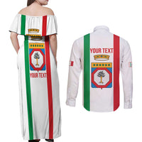 Personalized Italy Apulia Couples Matching Off Shoulder Maxi Dress and Long Sleeve Button Shirt Inspiration Flags Style