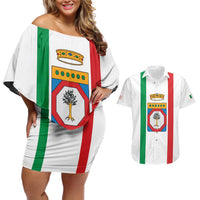 Personalized Italy Apulia Couples Matching Off Shoulder Short Dress and Hawaiian Shirt Inspiration Flags Style