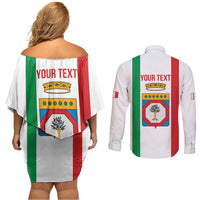 Personalized Italy Apulia Couples Matching Off Shoulder Short Dress and Long Sleeve Button Shirt Inspiration Flags Style