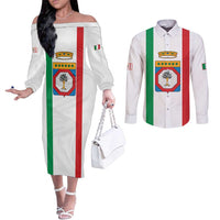 Personalized Italy Apulia Couples Matching Off The Shoulder Long Sleeve Dress and Long Sleeve Button Shirt Inspiration Flags Style