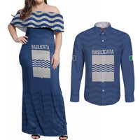 Personalized Italy Basilicata Couples Matching Off Shoulder Maxi Dress and Long Sleeve Button Shirt Inspiration Flags Style