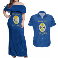 Personalized Italy Calabria Couples Matching Off Shoulder Maxi Dress and Hawaiian Shirt Inspiration Flags Style