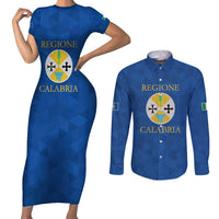 Personalized Italy Calabria Couples Matching Short Sleeve Bodycon Dress and Long Sleeve Button Shirt Inspiration Flags Style