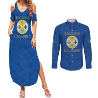Personalized Italy Calabria Couples Matching Summer Maxi Dress and Long Sleeve Button Shirt Inspiration Flags Style