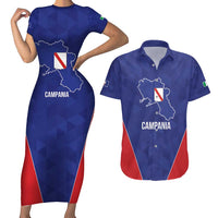 Personalized Italy Campania Couples Matching Short Sleeve Bodycon Dress and Hawaiian Shirt Inspiration Flags Style